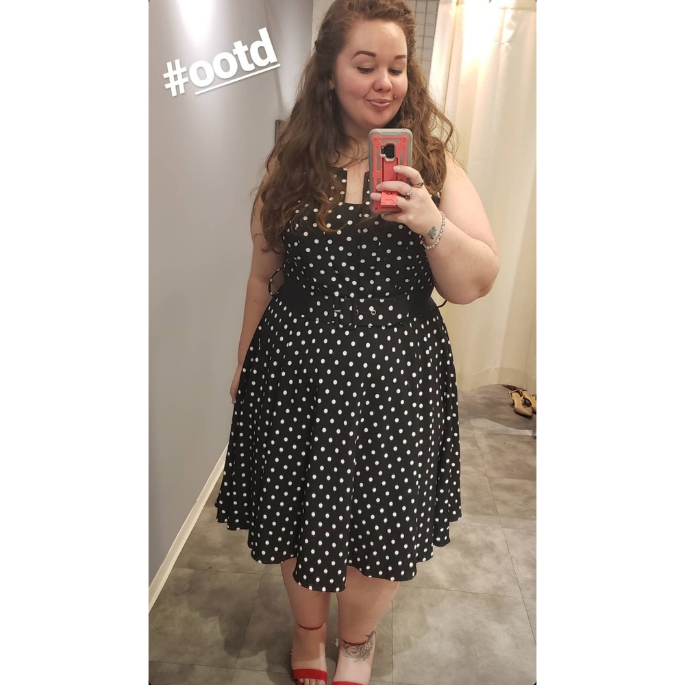 Polka dot fit & flare dress, city chic size 18